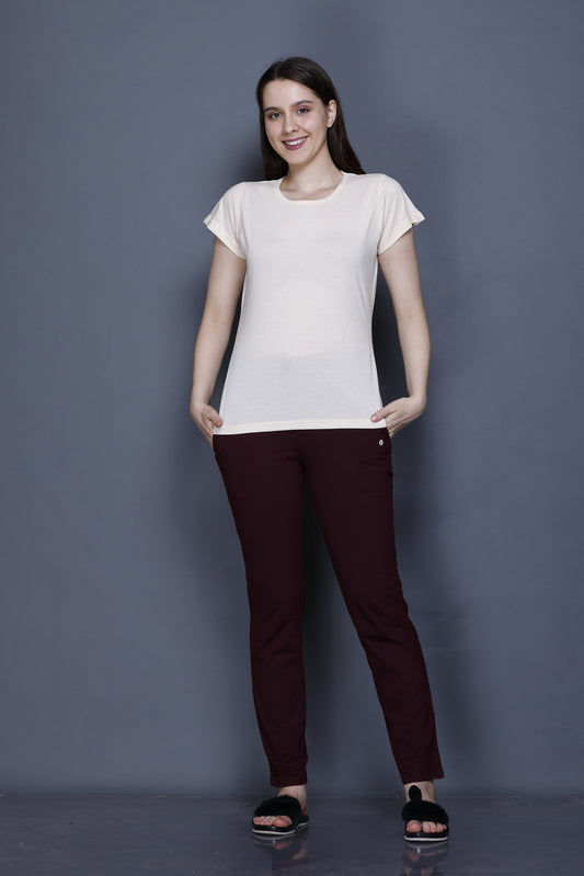 Beige and Maroon