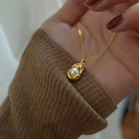 Gold Pearl Necklace Women